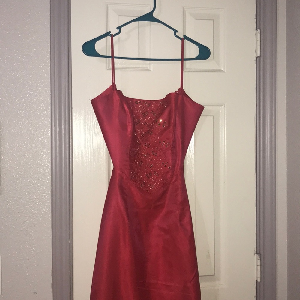 Red elegant dress.